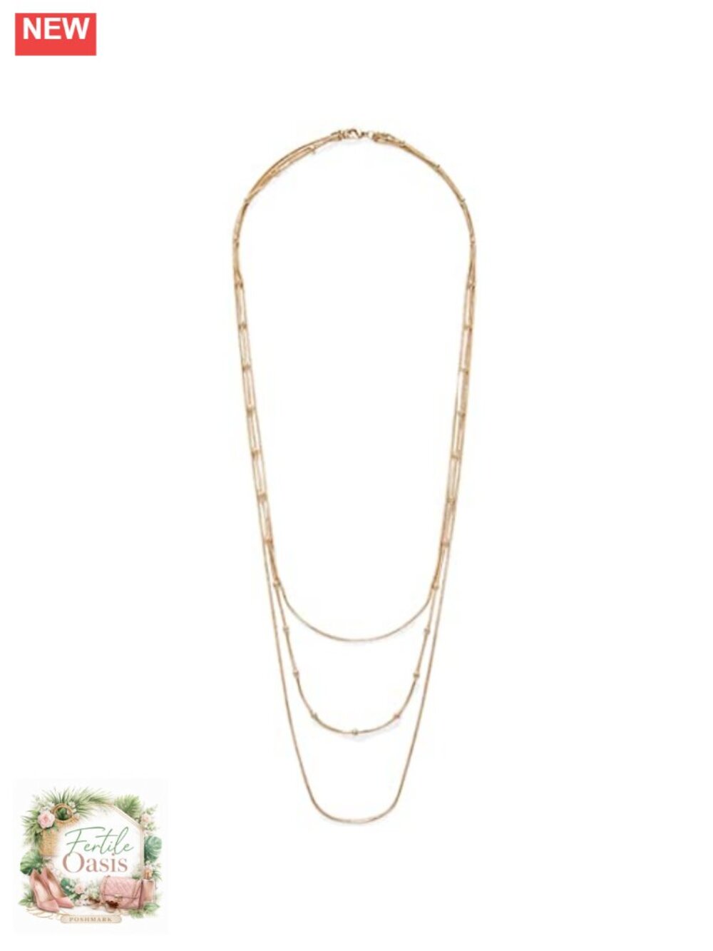 Layered Statement Necklace Gold Tone Multi-Strand Chain